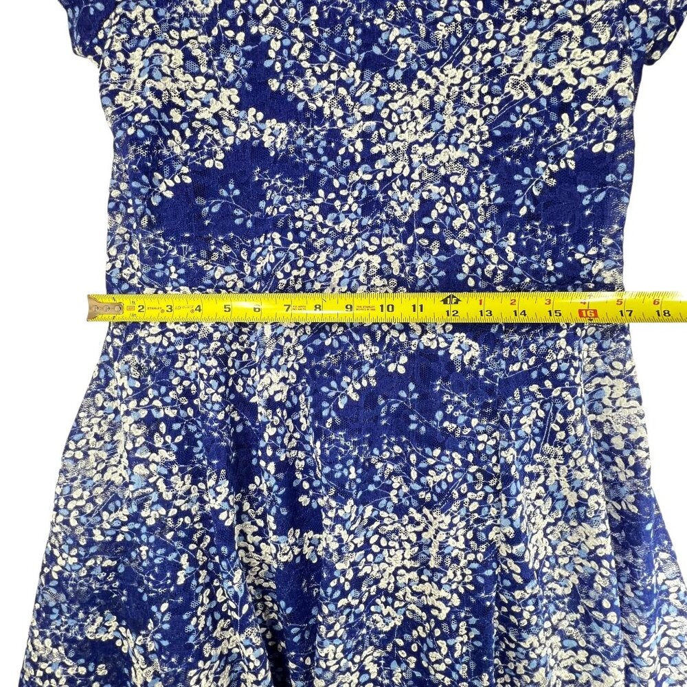RN Studio Ronni Nicole Dress Blue Handkerchief Hem Flowy Lace Overlay Lined 16 - Picture 11 of 13